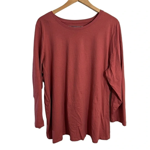 Roamans Salmon Colored Long Sleeve T Shirt Plus Size 1X 22/24 Pullover Basic Top - Picture 1 of 3